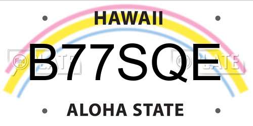 B77SQE Hawaii License Plate