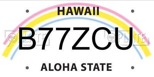 B77ZCU Hawaii License Plate