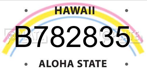 B782835 Hawaii License Plate