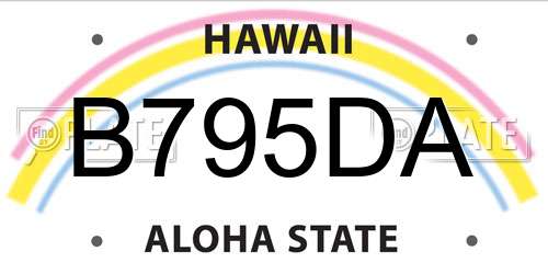B795DA Hawaii License Plate