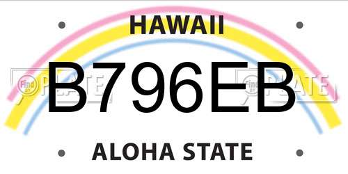 B796EB Hawaii License Plate