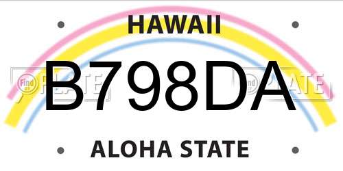 B798DA Hawaii License Plate