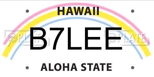 B7LEE Hawaii License Plate