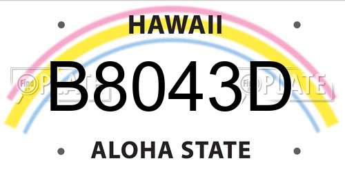 B8043D Hawaii License Plate