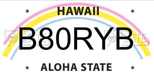 B80RYB Hawaii License Plate