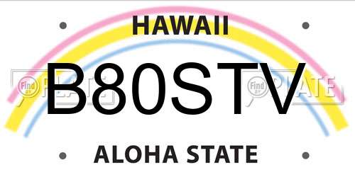 B80STV Hawaii License Plate