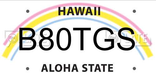 B80TGS Hawaii License Plate