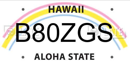 B80ZGS Hawaii License Plate