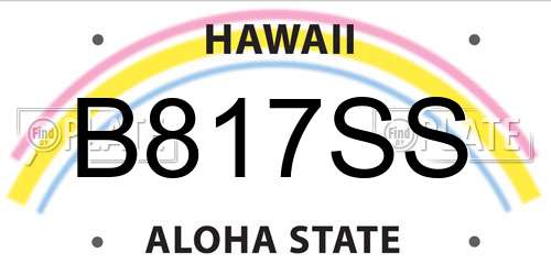 B817SS Hawaii License Plate