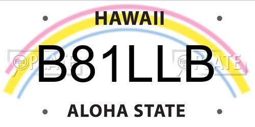 B81LLB Hawaii License Plate