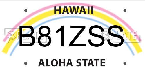 B81ZSS Hawaii License Plate