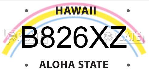 B826XZ Hawaii License Plate