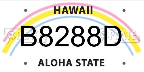 B8288D Hawaii License Plate