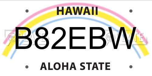 B82EBW Hawaii License Plate