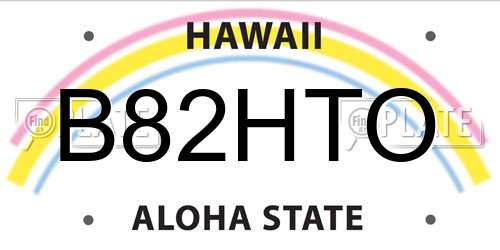 B82HTO Hawaii License Plate