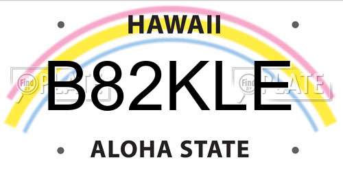 B82KLE Hawaii License Plate