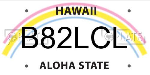 B82LCL Hawaii License Plate