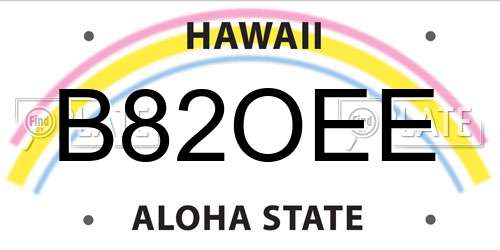 B82OEE Hawaii License Plate