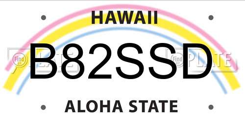 B82SSD Hawaii License Plate