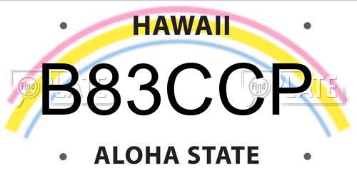 B83CCP Hawaii License Plate