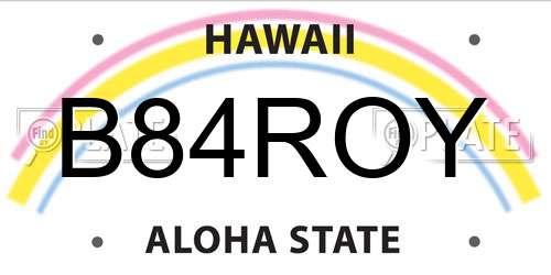 B84ROY Hawaii License Plate