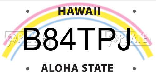 B84TPJ Hawaii License Plate