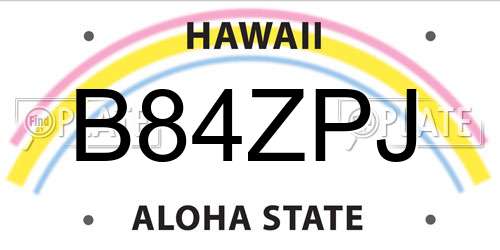 B84ZPJ Hawaii License Plate