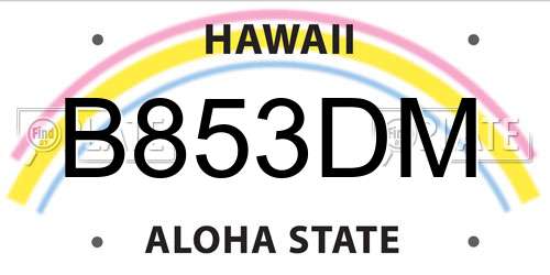 B853DM Hawaii License Plate