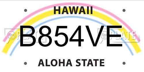 B854VE Hawaii License Plate