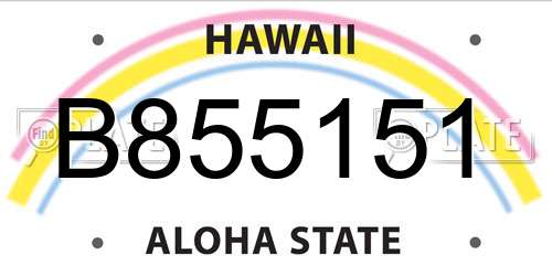 B855151 Hawaii License Plate
