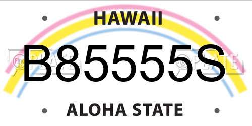 B85555S Hawaii License Plate