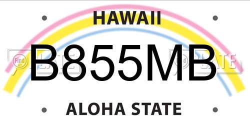B855MB Hawaii License Plate