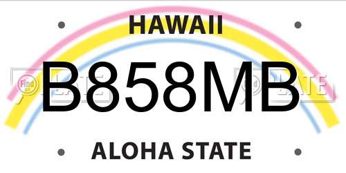 B858MB Hawaii License Plate