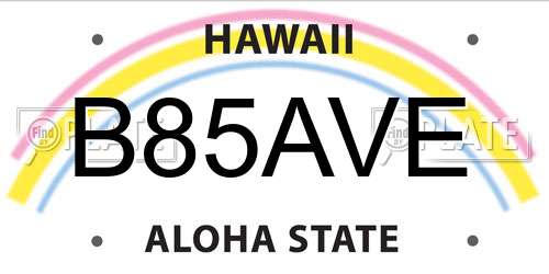 B85AVE Hawaii License Plate