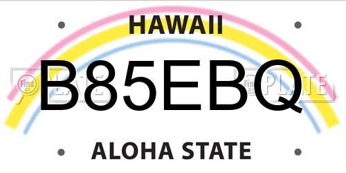 B85EBQ Hawaii License Plate