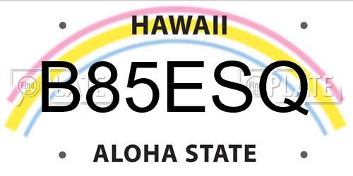 B85ESQ Hawaii License Plate