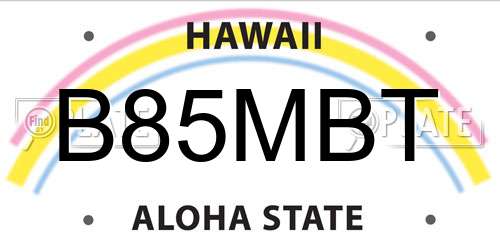 B85MBT Hawaii License Plate