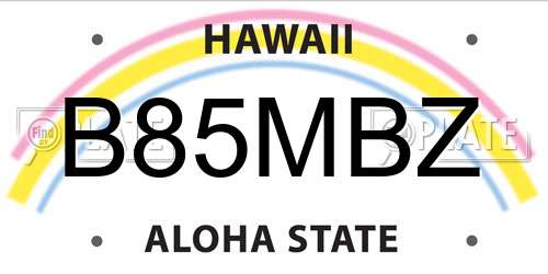 B85MBZ Hawaii License Plate