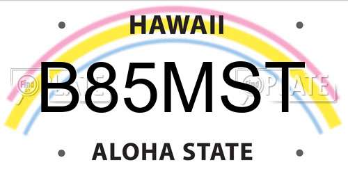 B85MST Hawaii License Plate