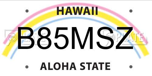 B85MSZ Hawaii License Plate