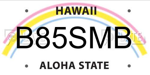 B85SMB Hawaii License Plate