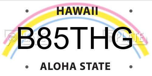 B85THG Hawaii License Plate