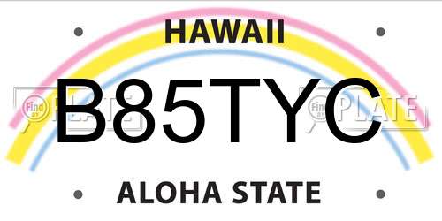 B85TYC Hawaii License Plate