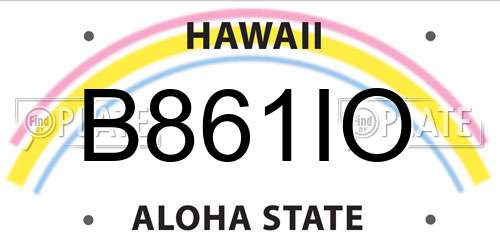 B861IO Hawaii License Plate