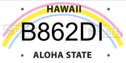 B862DI Hawaii License Plate