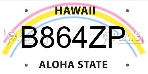 B864ZP Hawaii License Plate