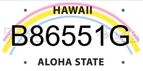B86551G Hawaii License Plate