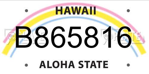 B865816 Hawaii License Plate