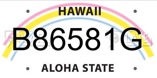 B86581G Hawaii License Plate