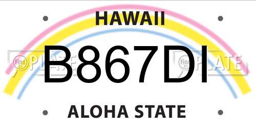 B867DI Hawaii License Plate